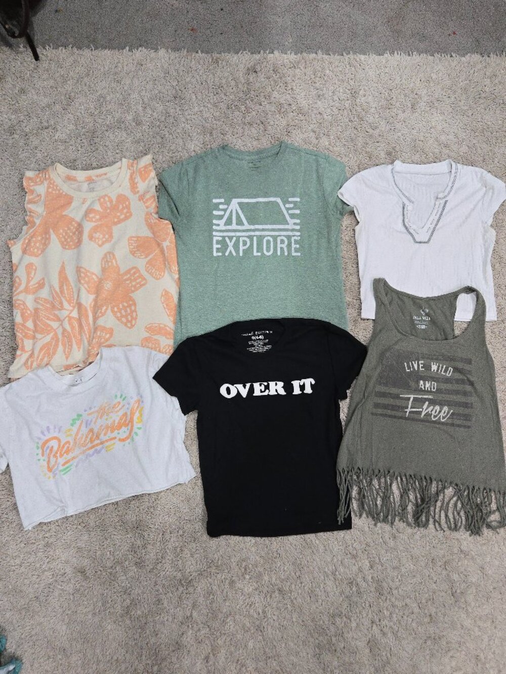 👕Summer Top Tank T-shirt Cropped Lot (6 Pieces) Size Small Medium